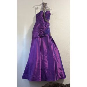 Night moves purple beaded one shoulder prom dress 6 princess